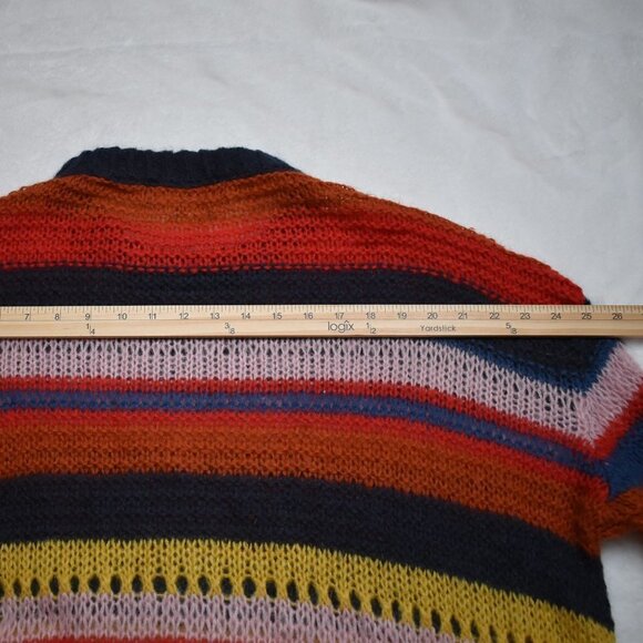Zara Multicolor Striped Sweater Tunic Dress Sz M Italian Yarn Boho 70s Retro - Picture 14 of 14